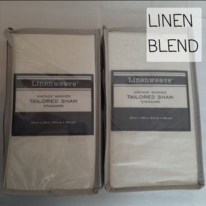 LEVINSOHN Linenweave Tailored Linen Blend Standard Shams Ivory